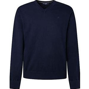 Hackett London Heren Katoen Zijde V-hals Pullover Sweater, marineblauw, XS