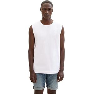 TOM TAILOR Basic tanktop voor heren met opschrift, 20000 - wit, 3XL