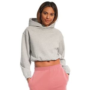 Light & Shade LSLSWT021 Dames Cropped Hooded Top, Lichtgrijs Marl, Groot