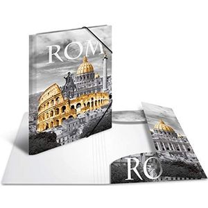 HERMA 7268 Verzamelmap A4 Steden Rome, kinderhoekspanner-map van kunststof met binnendruk en elastiek, stevige inslagmap van plastic, voor jongens en meisjes