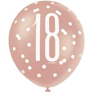 Unique Party 84915 Nummer Latex Ballonnen-12 | Rosegold | 6 Pcs, Rose Gold, Leeftijd 18