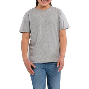 HRM Kinder Luxe Ronde Hals T-shirt, Grijs-gemengd, Maat 128 I Fair Trade T-shirt Jongens & Meisjes met Ronde Hals, 160 g/m² I Gemaakt van 100% Organisch Katoen