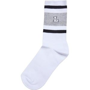 Urban Classics Uniseks sokken College Team Socks, Colorblock-stijl, verkrijgbaar in 5 verschillende kleuren, maat 35-38 tot 47-50, zwart/heathergrey/wit, 43-46 EU