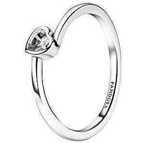 PANDORA People Heldere, gekantelde hart solitaire ring van sterling zilver met witte zirkonia/ringmaat: 56, edelmetaal, Zirkonia