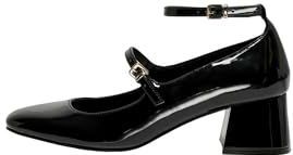 Only - Mary Jane - Pumps - Zwart - Leer - Elegante Zwarte Hakken