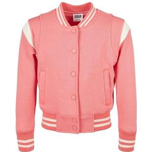 Urban Classics Meisjesjas Girls Inset College Sweat Jacket, college jas van sweatstof verkrijgbaar in vele kleuren, maten 110/116-158/164, Palepink/wit zand, 146/152 cm