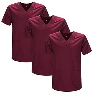 MISEMIYA - Verpakking met 3 stuks - sanitaire tas, uniseks, gezondheidsuniform, medische uniform, Granaatrood 21, 4XL