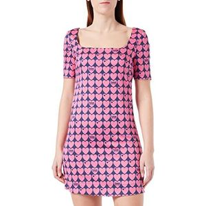 Love Moschino Dames slim fit short met vierkante neklijn, blauw fuchsia, 40, blauw Fuchsia, 40