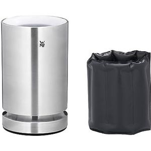 WMF Elektrische flessenkoeler voor omgevingslicht, champagne- of wijnkoeler elektrisch, koelkraag, LED-verlichting & WMF Ambient Koelmanchet voor flessen, 4 uur koeling, klittenbandsluiting, zwart