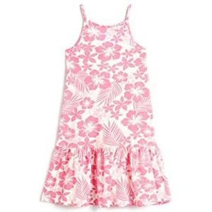 Koton Meisjesjurk met bloemenprint, dunne bandjes, back cut-out detail, katoenen jurk, Roze Design (2d7), 6-7 jaar