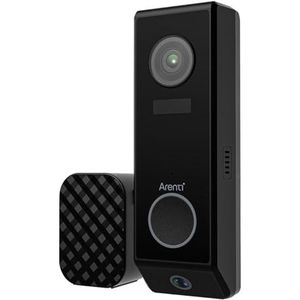 ARENTI P10 Innovatieve, draadloze, op batterijen werkende WLAN-videodeurbel met twee camera's, nachtzicht, PIR-bewegingsdetectie, IP65 weerbestendig