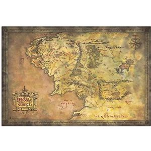 Grupo Erik The Lord of the Rings Map Of Middle Earth Poster - 35,8 x 24,2 inch / 91 x 61,5 cm - Verzonden opgerold - LOTR Poster - Cool Posters - Kunst Poster - Posters en Prints - Muurposters
