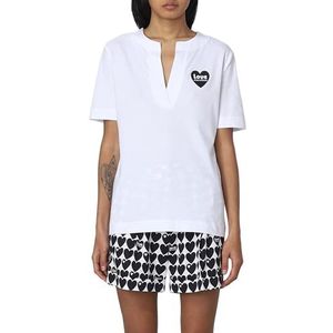 Love Moschino Dames Slim Fit Short-Sleeved V-hals T-Shirt, optisch wit, 42, wit (optical white), 42