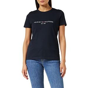 Tommy Hilfiger Heritage Hilfiger C-Nk Reg T-shirt voor dames, met ronde hals, Desert Sky, XXL