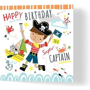 Wuzci ""Happy Birthday To A Super Captain verjaardagskaart, 150 mm lengte x 150 mm breedte