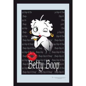 empireposter Betty Boop Kiss - bedrukte spiegel met kunststof frame in houtlook, cult-spiegel - grootte 20x30 cm
