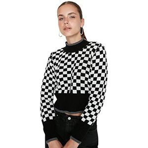 Trendyol Dames Regular Basic Staande Kraag Knitwear Sweater, Zwart, S