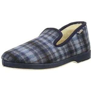 Victoria 202061-MEN WAMBA Pantoffel Comfortabele Plaid & Lamsvel Tray Heren, Navy Blauw, 39 EU