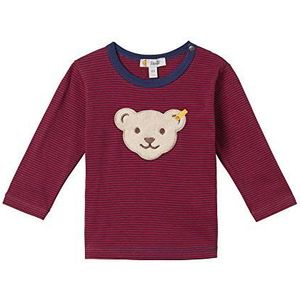 T-shirt met lange mouwen gestreept met grote teddybeer, Rood (Tango Red 4008), 62 cm