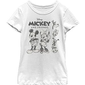 Disney Mickey and Friends Sketches Logo Girls Standard T-shirt, wit, X-Small, wit, XS