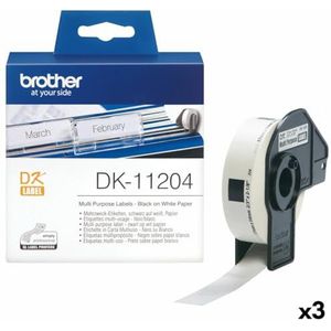 Brother DK-11204 individuele etiketten (17 x 54 mm, 400 stuks/rol, voor Brother QL-labelprinter) wit