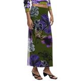 Desigual - Groene Polyester Damesrok - Veelkleurig - Lange Rok