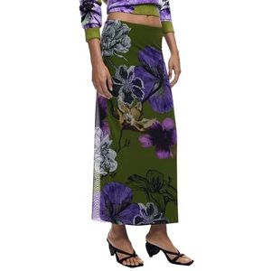 Desigual - Groene Polyester Damesrok - Veelkleurig - Lange Rok