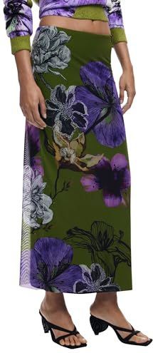 Desigual - Groene Polyester Damesrok - Veelkleurig - Lange Rok