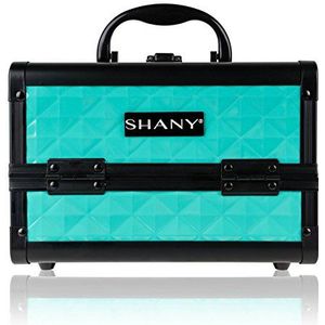 SHANY Mini make-up trein koffer cosmetica organizer met spiegel, turquoise, 1,2 kg