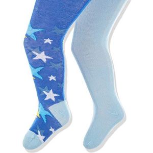 Playshoes Babymeisjes sterren en effen met comfortabele band panty (set van 2), 900 - blauw, 74-80