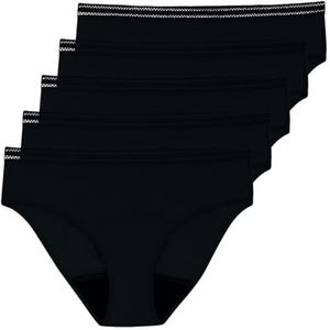 Athena Regels, set van 5 slipjes, menstruatieslips voor dames, Zwart, XS