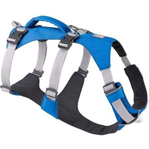 RUFFWEAR Flagline Hondenharnas met handvat, multifunctioneel lichtgewicht, verstelbaar, comfortabel wandelmateriaal, 3 bevestigingspunten, versterkte singels en sterke metalen V-ring, blauwe