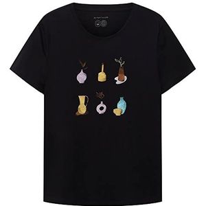 TOM TAILOR Dames T-shirt 1035378, 14482 - Deep Black, XS