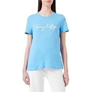 Tommy Hilfiger Dames T-shirt met ronde hals en grafische T-shirt, Hydrangea Blauw, XL