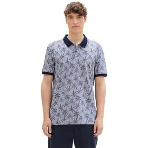 TOM TAILOR Denim Poloshirt voor heren, 35573 - Navy Summer Palm Print, XL