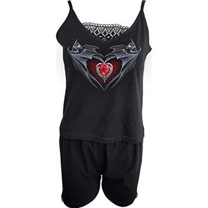 Spiral - Bat'S Heart - 2-delige pyjama met organisch hemdje, Zwart, S