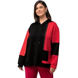 Ulla Popken, Dames grote maten, sweatshirt colorblocking, rood, 46-48