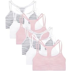 Fruit of The Loom Dames spaghetti band katoen pull over 3 pack sport beha, Streep/Streep/Wit/Wit/Blozen/Blozen, 38