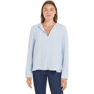 Tommy Hilfiger Damesblouse van viscose crêpe met V-hals, Blauw, 70