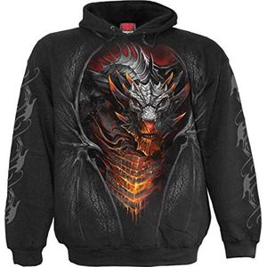 Spiral Draconis Trui met capuchon zwart 4XL 100% katoen Biker, Dragon, Gothic, Horror, Rock wear