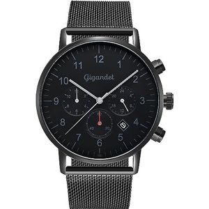 Gigandet Analoog herenhorloge met Japans kwartsuurwerk, met roestvrij stalen armband 3VNAG21/007, zwart