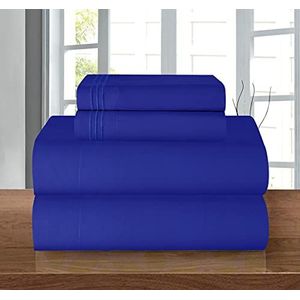 Elegant Comfort Gezelligste beddengoed set, gemakkelijk rondom elastisch hoeslaken, diepe zak tot 16 inch, microvezel, koningsblauw, koningin