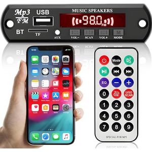 Retoo Bluetooth module USB FM radio decoder audiokaart module met afstandsbediening, LCD-display, 7 V - 12 V, 3,5 mm AUX, ondersteunt SD, FM, FLAC, WAV, WMA en MP3, Bluetooth Auto Audio