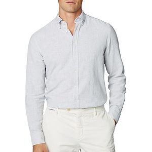 Hackett London Heren Melange Texture Shirt, Grijs Grijs/L, Grijs (Grijs), L