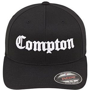 Mister Tee Unisex Compton Flexfit Cap, dames en heren caps in zwart/wit, maat S/M - L/XL, zwart/wit, S/M