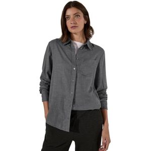Melange Shirt Blouse, Flint Grey Melange, L