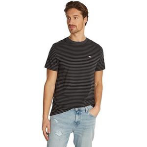 Tommy Jeans heren TJM Slim Entry Stripe TEE DM0DM19723 S/S T-shirt, zwart (zwart/nieuwe houtskool streep), S, Zwart (Zwart/Nieuwe Houtskoolstreep), S