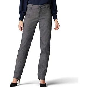Lee Wrinkle Free Relaxed Fit Straight Leg Pant Damesbroek, Rockhill ruit, zwart/wit, 34 lang