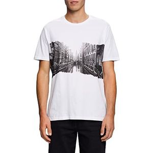 edc by Esprit T-shirt met ronde hals en print, 100% katoen, wit, XS