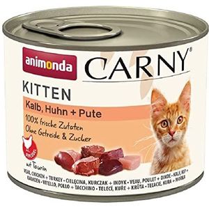 animonda Carny Kitten Natvoer voor katten, vochtige dozen voor kittens, kalf, kip + kalkoen, 12 x 200 g